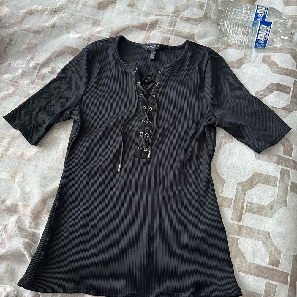 Black Lace-Up Top